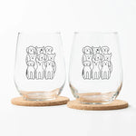 Dog Stemless Wine Glasses - Black Print - Counter Couture