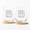 Dog Stemless Wine Glasses - Black Print