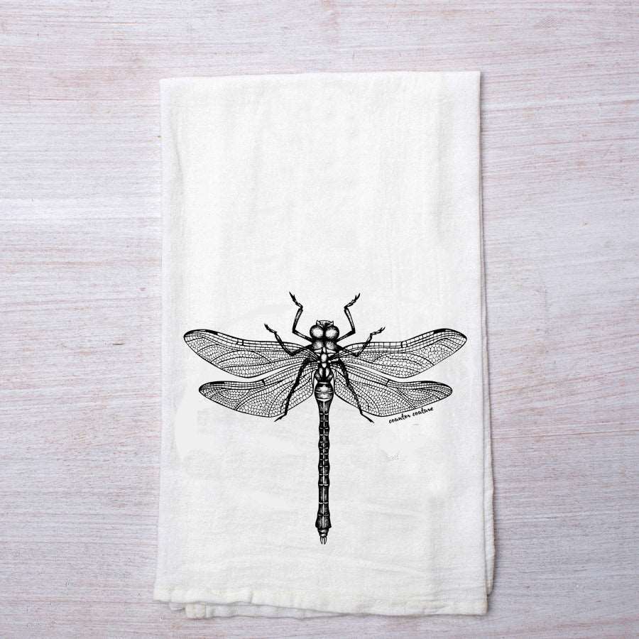 Dragonfly Flour Sack Towel - Eco-Friendly | Hand-Drawn - Counter Couture