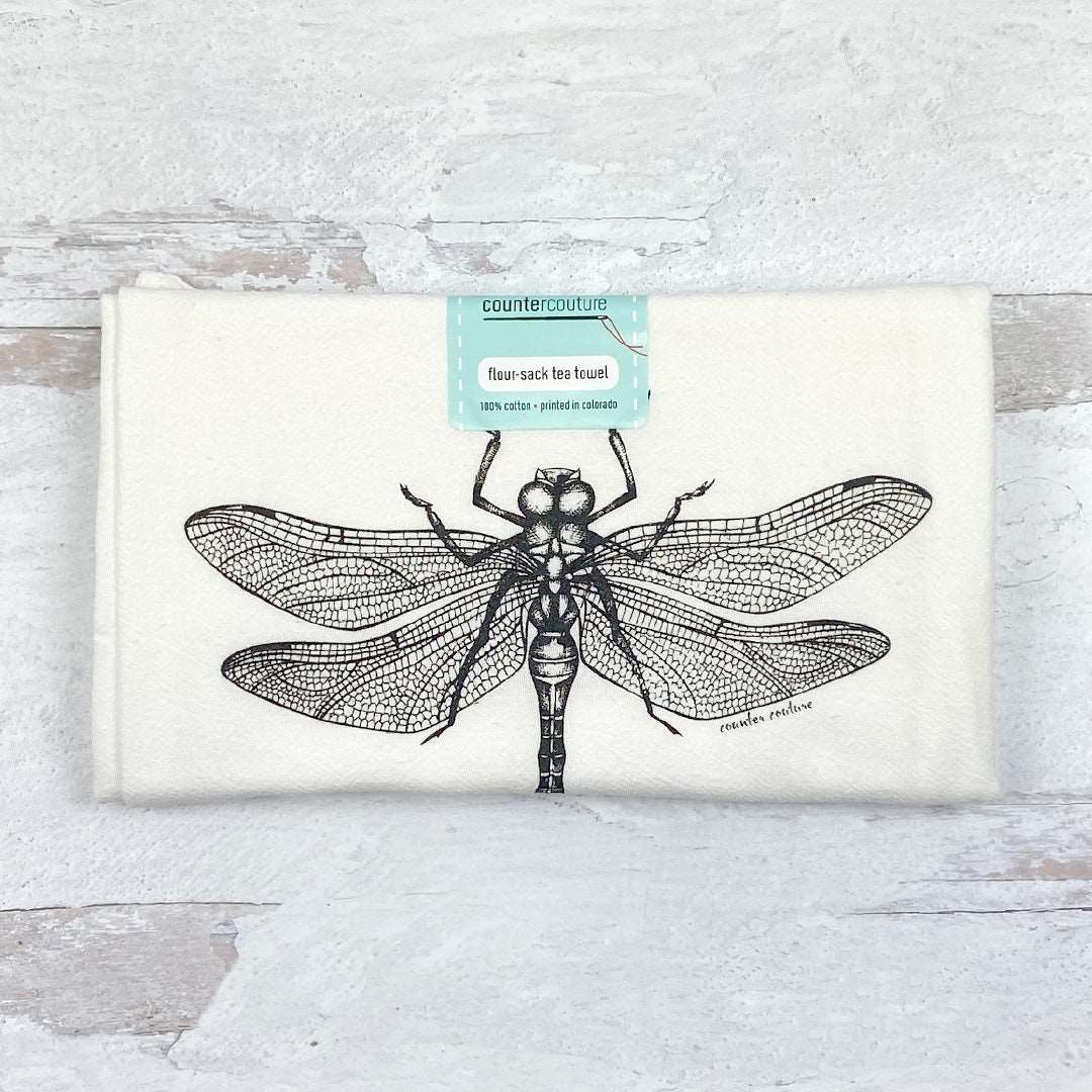 Dragonfly Flour Sack Towel - Eco-Friendly | Hand-Drawn - Counter Couture