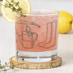 Gardening Tools Rocks Glass - 11oz Whiskey Glass - Locally Made - Counter Couture