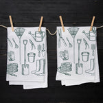 Gardening Tools Flour Sack Towel -Eco-Friendly Cotton & Hand-Drawn - Counter Couture