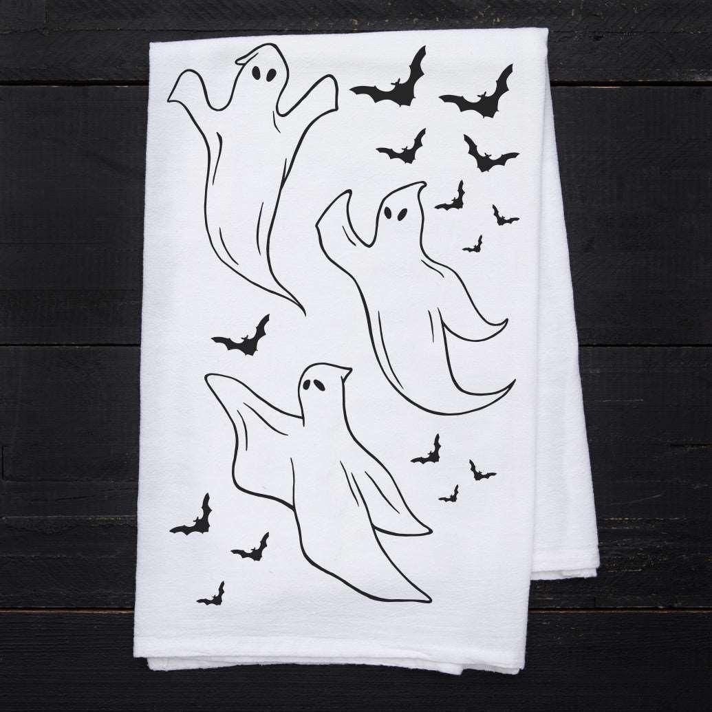 Ghosts Flour Sack Towel - Eco-Friendly Cotton & Hand-Drawn - Counter Couture