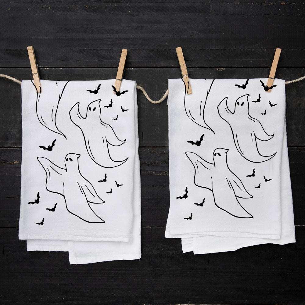 Ghosts Flour Sack Towel - Eco-Friendly Cotton & Hand-Drawn - Counter Couture