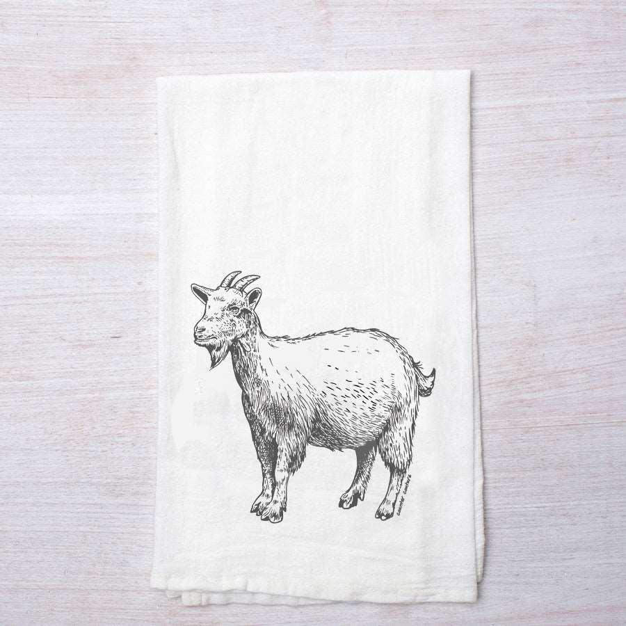 Goat Flour Sack Towel - 100% Cotton, Eco-Friendly, Hand-Drawn - Counter Couture