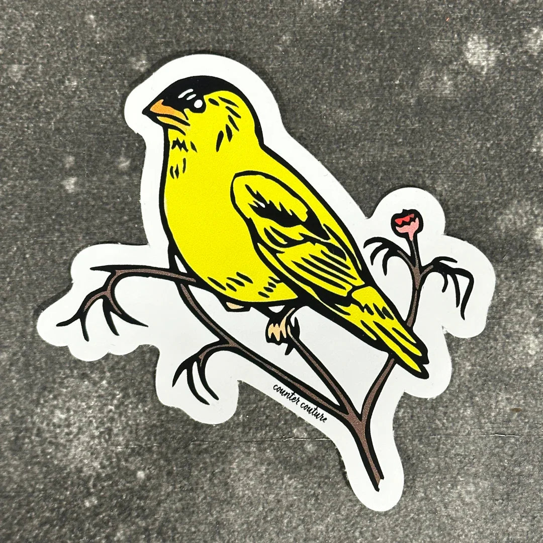 Goldfinch Sticker – Weatherproof Vinyl Decal With Durable Adhesive, Matte Finish - Counter Couture
