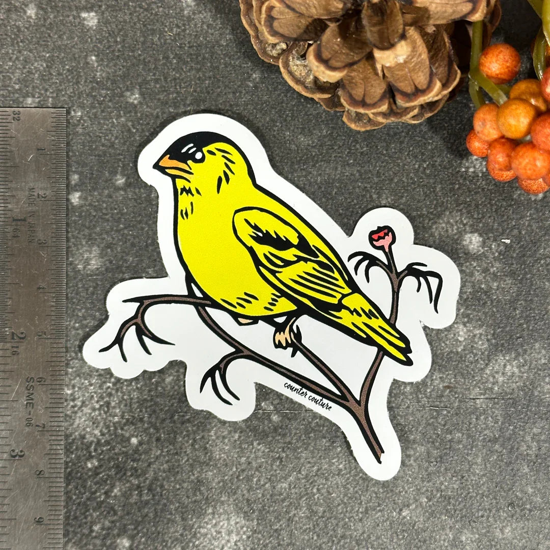 Goldfinch Sticker – Weatherproof Vinyl Decal With Durable Adhesive, Matte Finish - Counter Couture