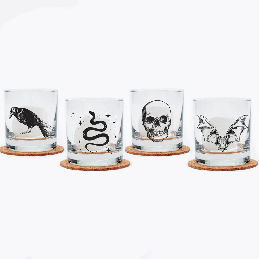 Grim Rocks Glass Set - Set of 4 11oz Whiskey Glasses - Counter Couture