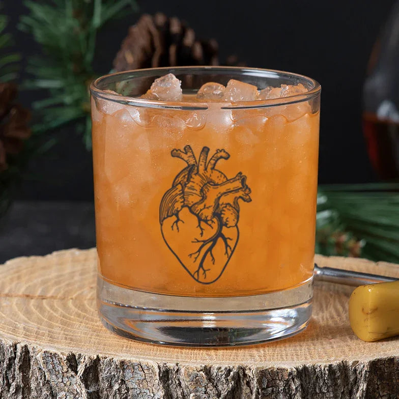 Anatomical Heart Rocks Glasses - Black Print - Dishwasher-Safe - Counter Couture