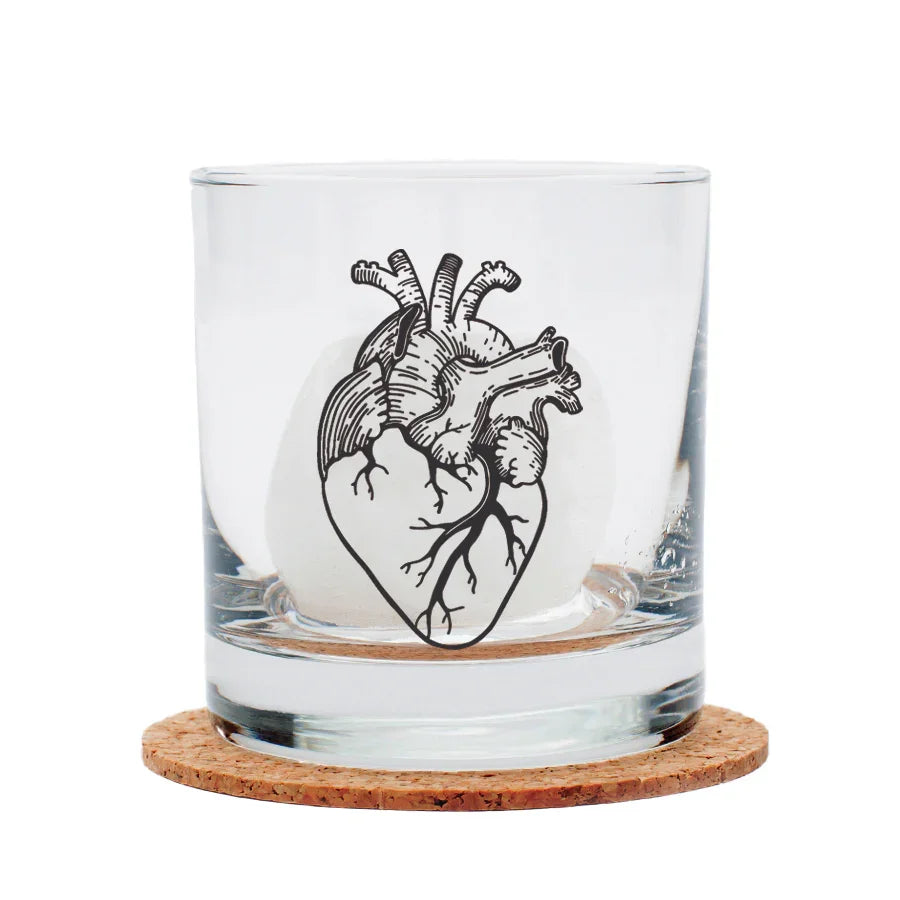 Anatomical Heart Rocks Glasses - Black Print - Dishwasher-Safe - Counter Couture
