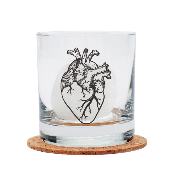 Anatomical Heart Rocks Glasses - Black Print - Dishwasher-Safe