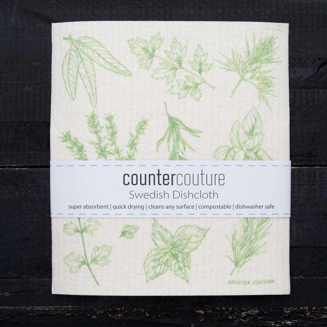 Herbs Swedish Dish Cloth - Eco-Friendly & Biodegradable - Counter Couture