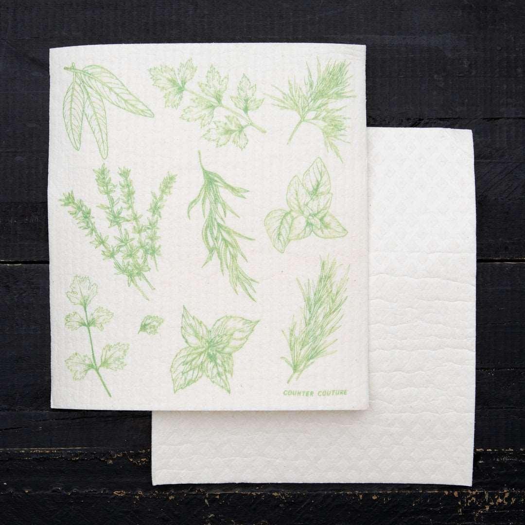 Herbs Swedish Dish Cloth - Eco-Friendly & Biodegradable - Counter Couture