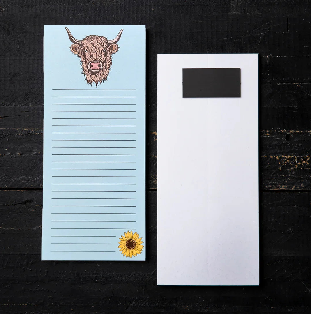 Highland Cow Magnetic Notepad - Cute & Organized To-Do List Made in the USA, 50 Pages - Counter Couture