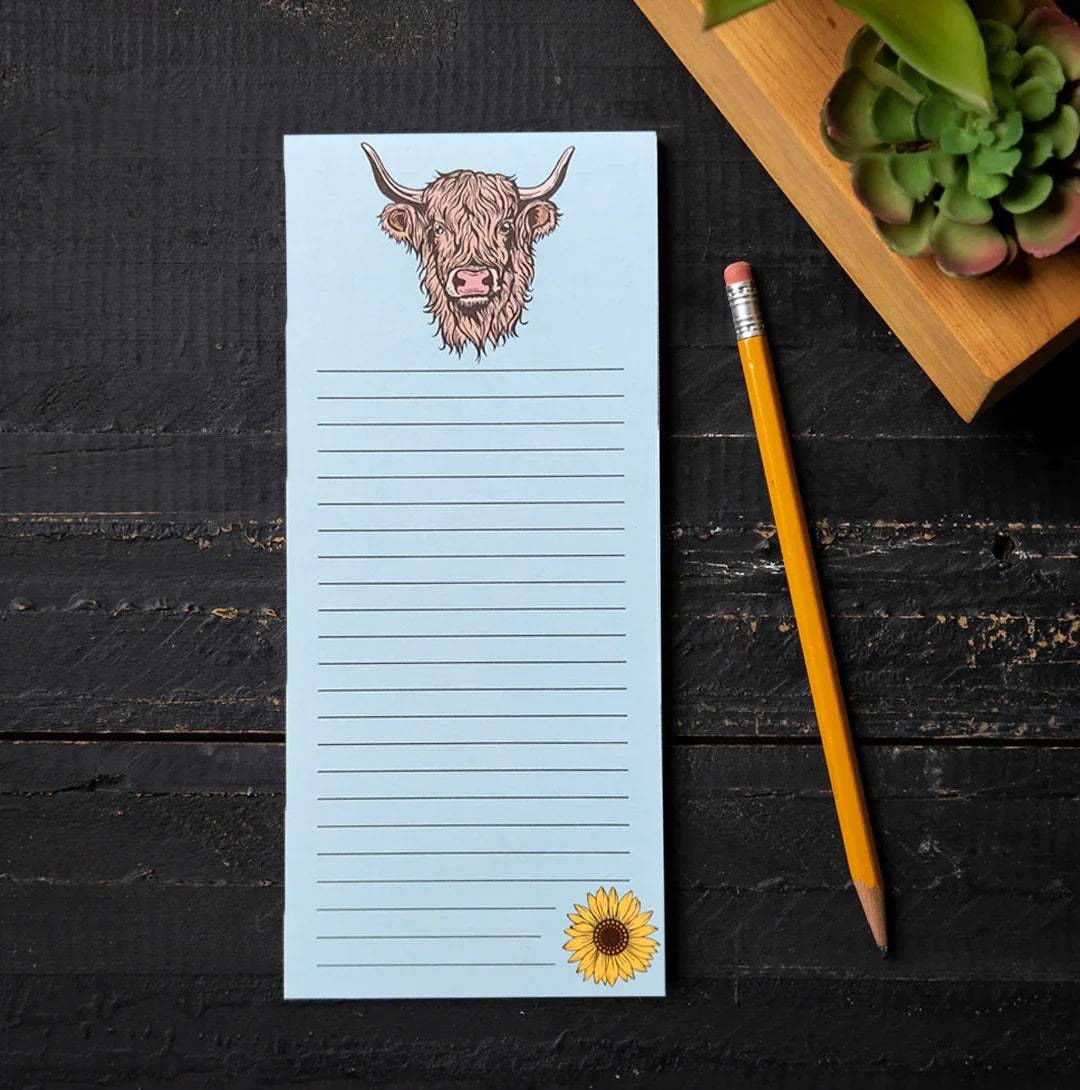 Highland Cow Magnetic Notepad - Cute & Organized To-Do List Made in the USA, 50 Pages - Counter Couture