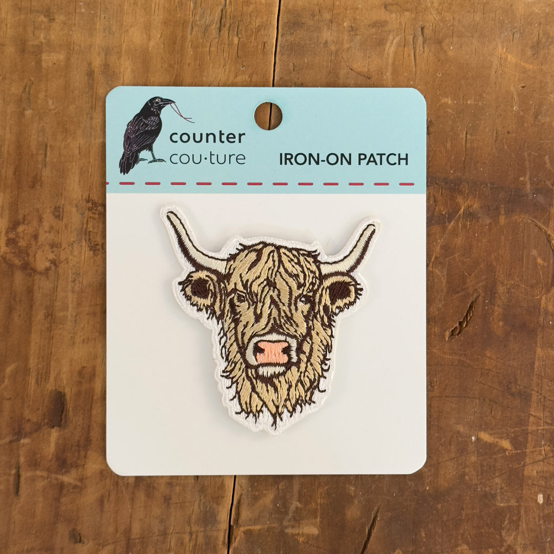 Highland Cow Woven Patch – Iron-On Patch