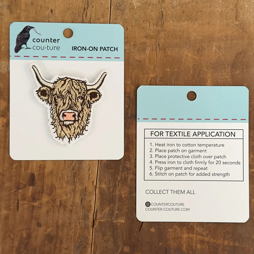 Highland Cow Woven Patch – Iron-On Patch - Counter Couture