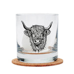 Highland Cow Whiskey Glass – 11oz Durable Lead Free Rocks Glass For Barware - Counter Couture