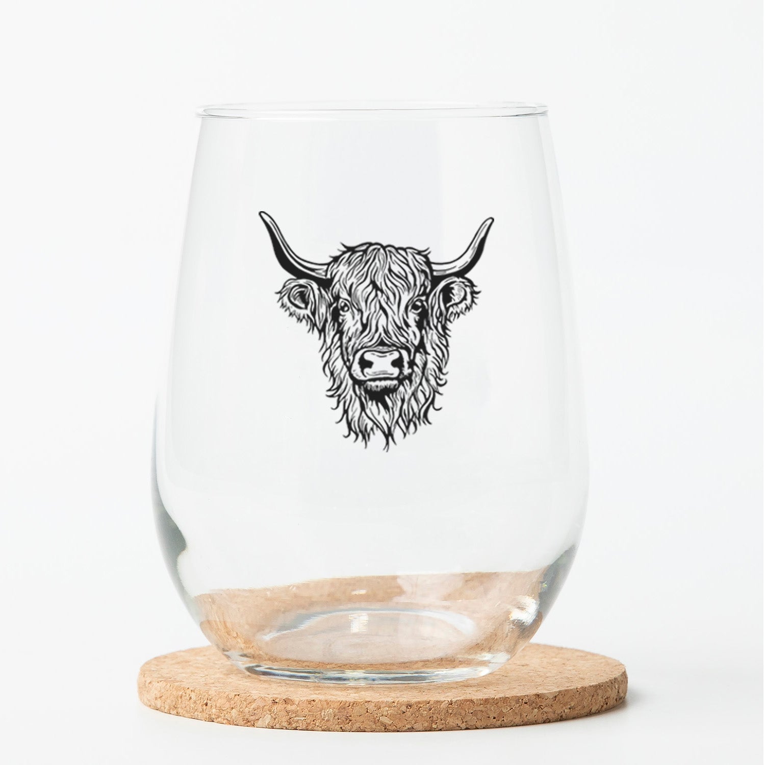 Highland Cow Stemless Wine Glass - 17oz Wine Glass