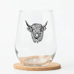 Highland Cow Stemless Wine Glass - 17oz Wine Glass - Counter Couture