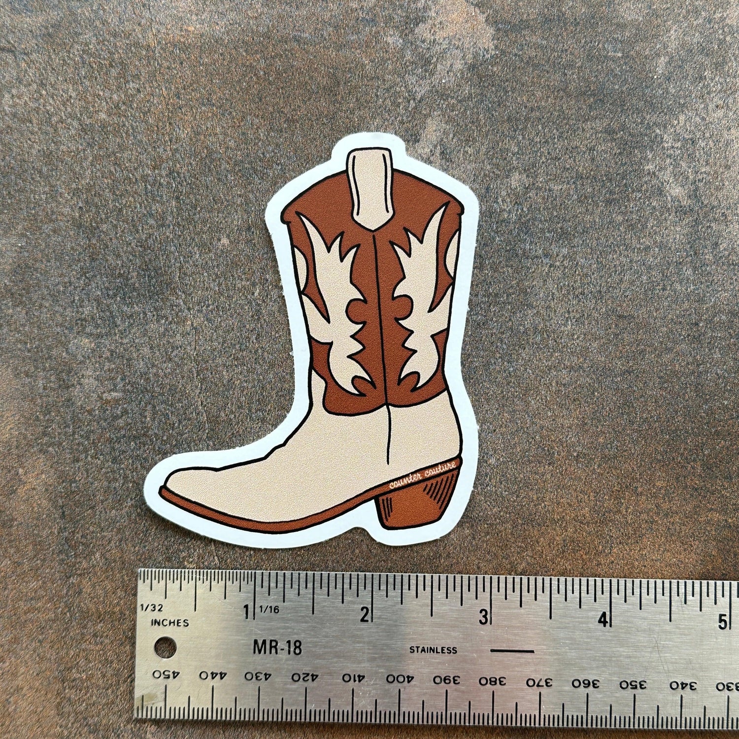 Cowboy Boot Sticker - Brown - Counter Couture