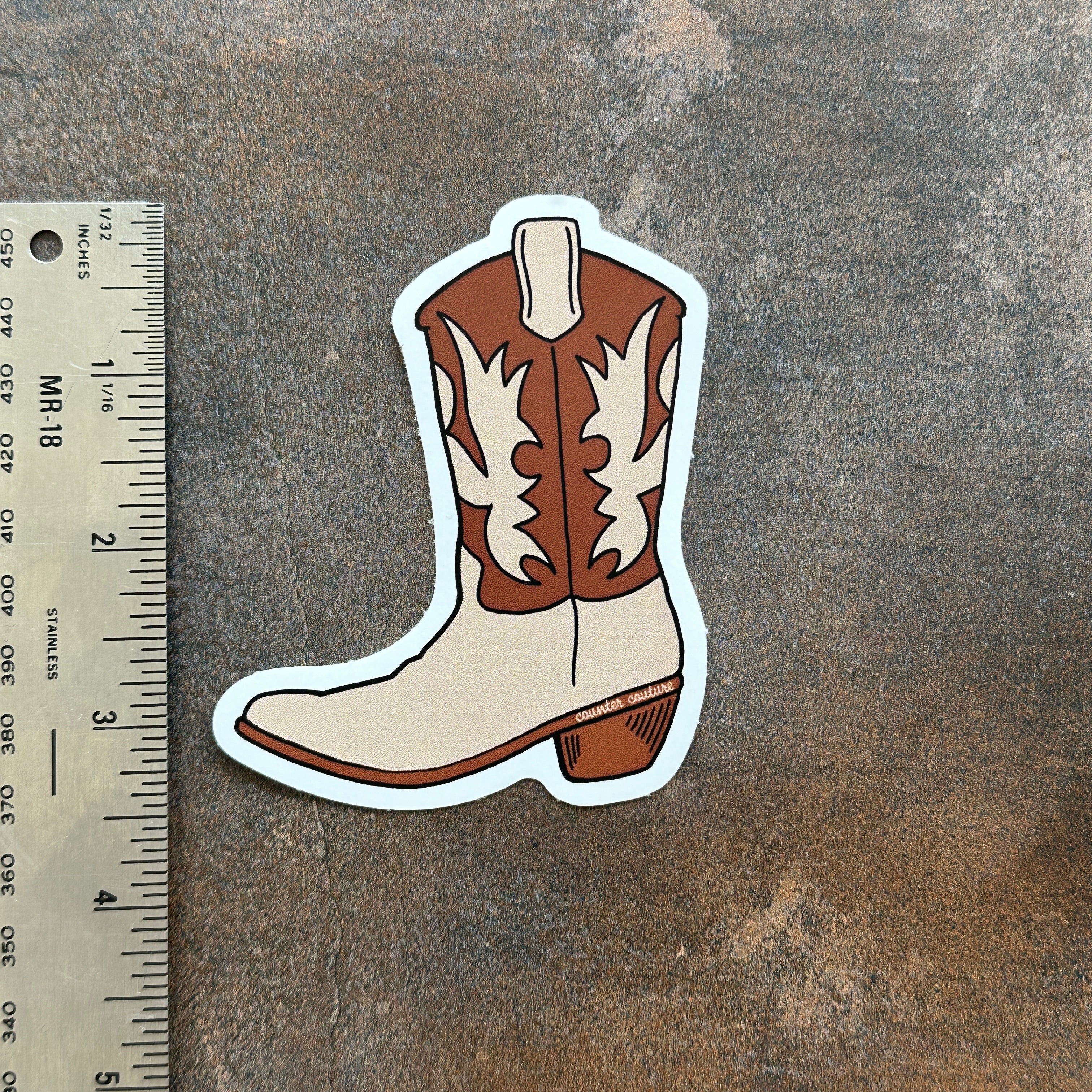 Cowboy Boot Sticker - Brown