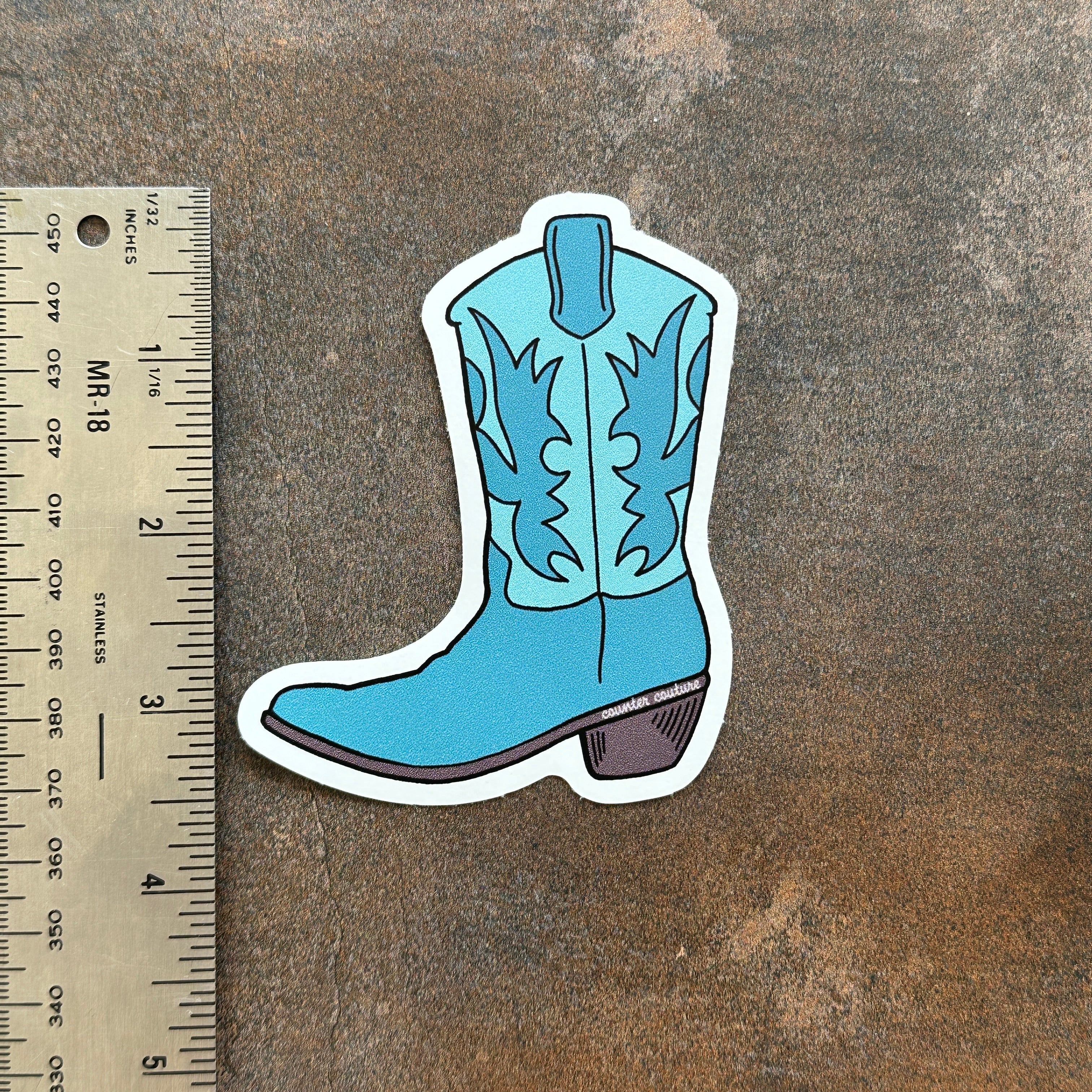 Cowboy Boot Sticker - Teal