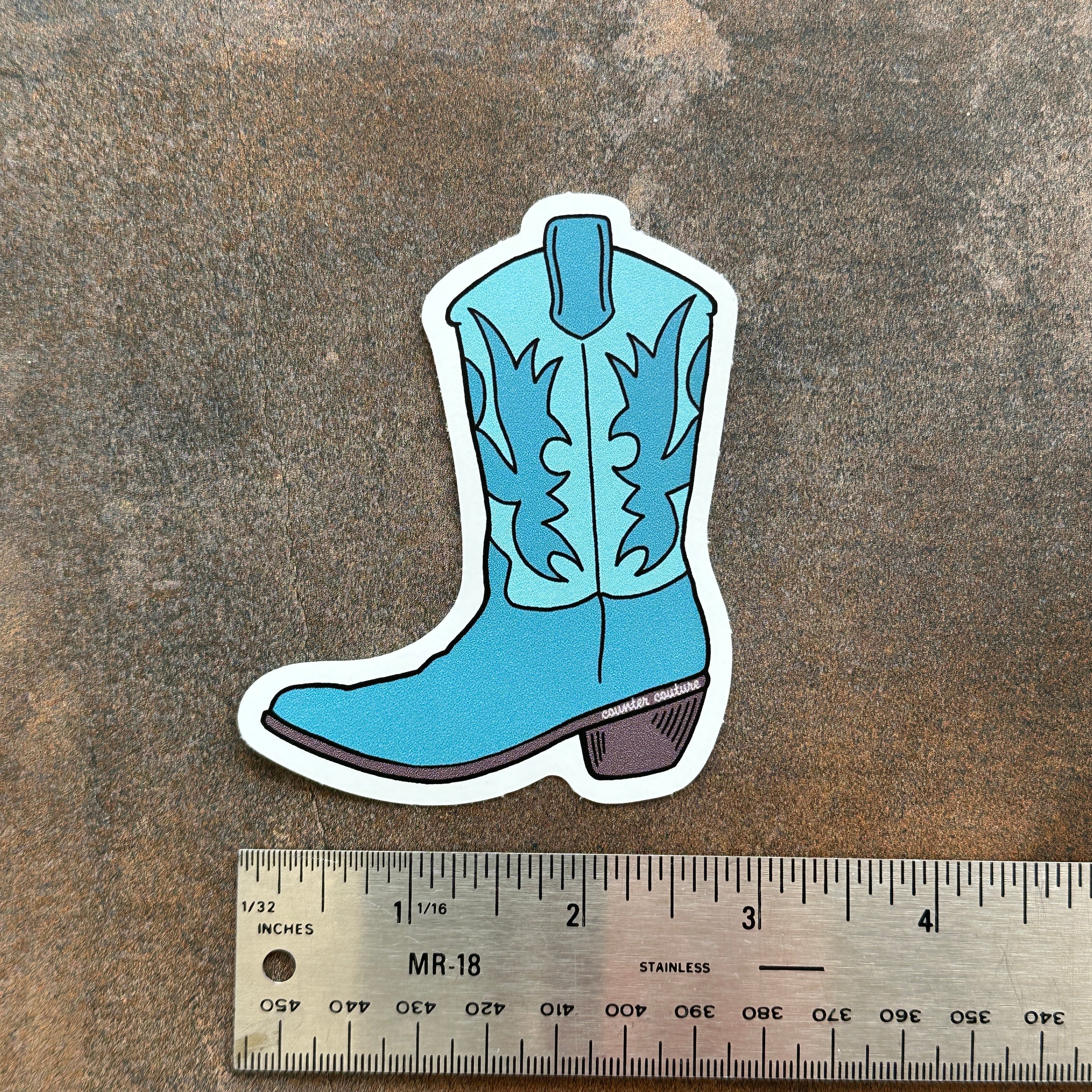 Cowboy Boot Sticker - Teal