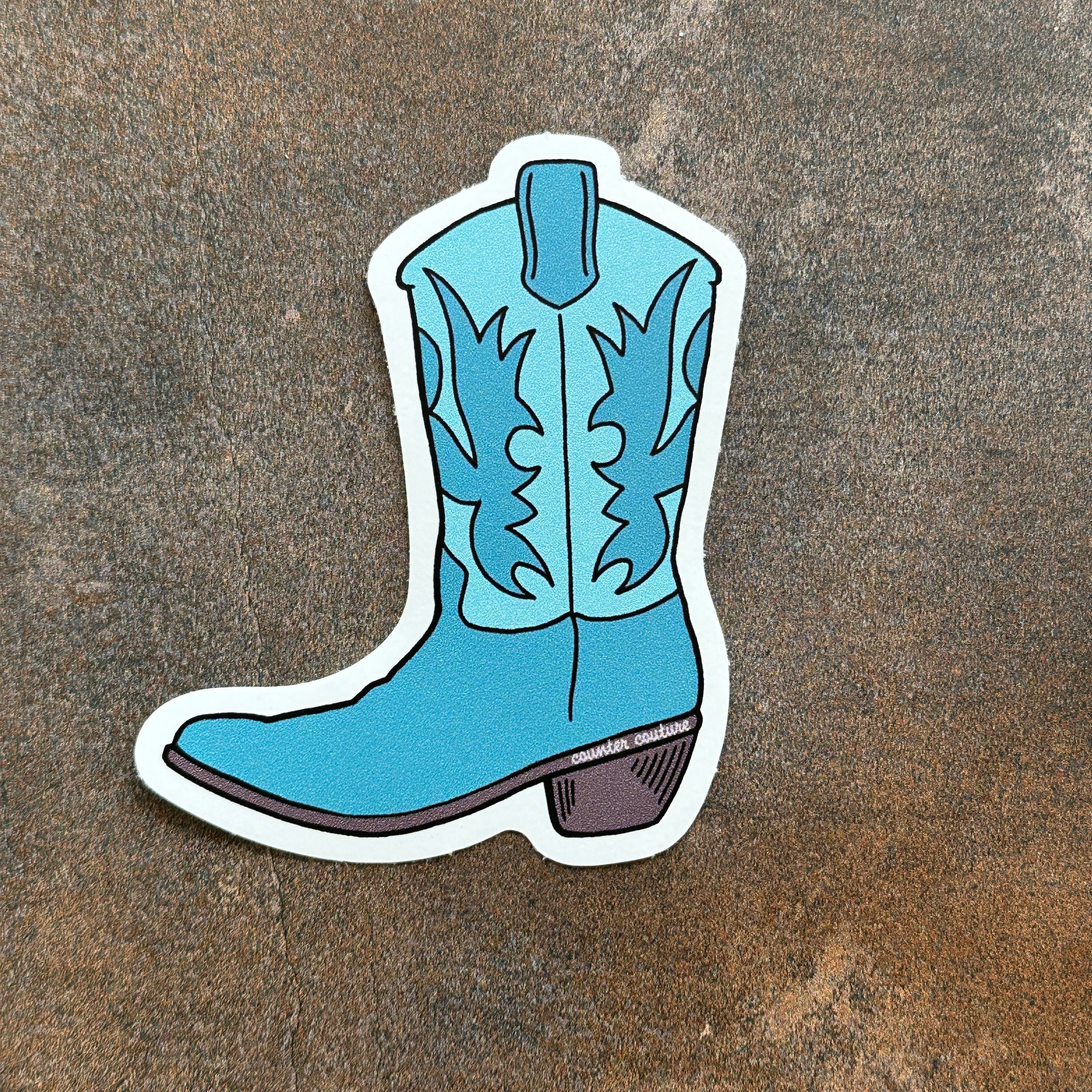 Cowboy Boot Sticker - Teal