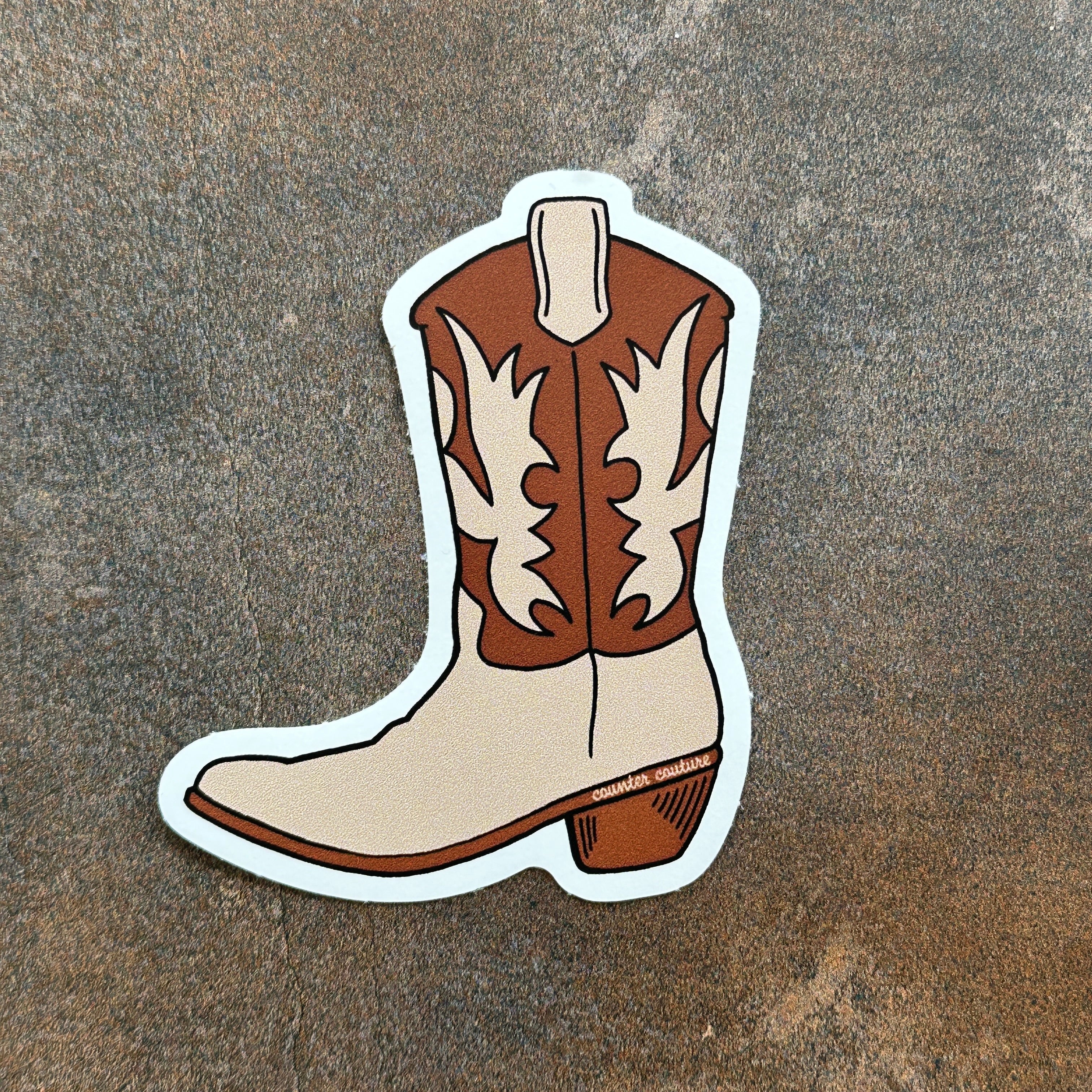 Cowboy Boot Sticker - Brown