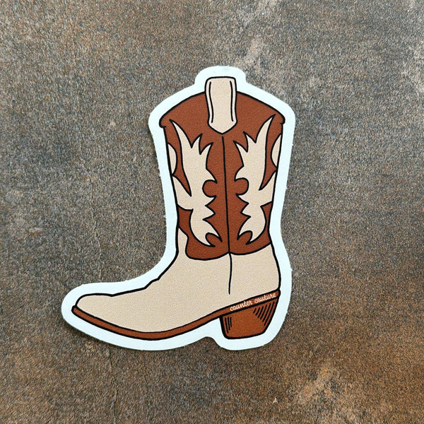 Cowboy Boot Sticker - Brown