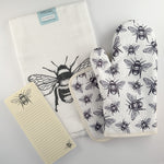 Kitchen Survival Kit with Flour Sack Towel, Oven Mitt, Pot Holder & Notepad - Counter Couture