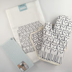 Kitchen Survival Kit with Flour Sack Towel, Oven Mitt, Pot Holder & Notepad - Counter Couture
