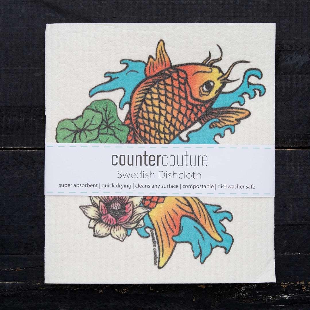 Koi Fish Swedish Dish Cloth - Eco-Friendly & Biodegradable - Counter Couture
