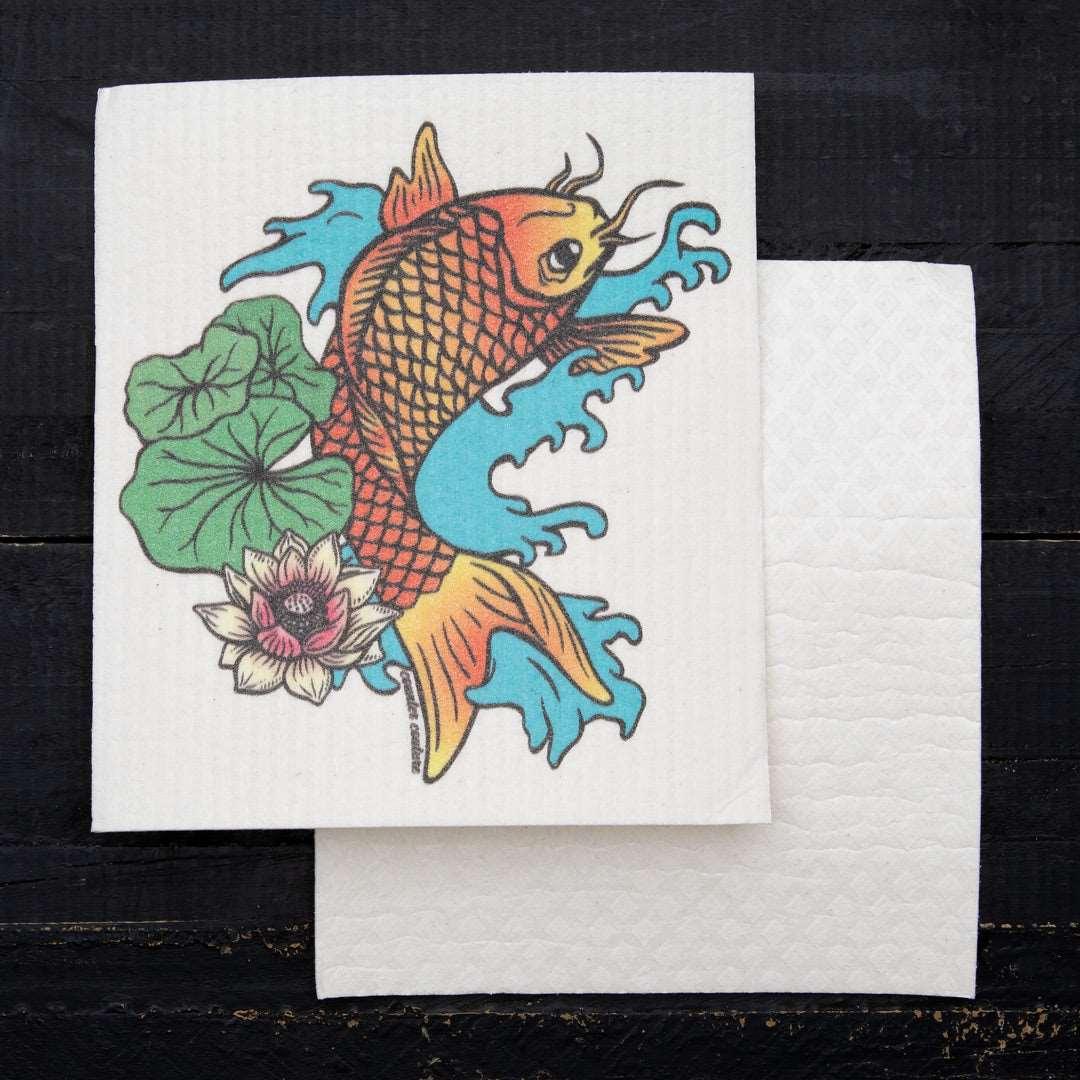 Koi Fish Swedish Dish Cloth - Eco-Friendly & Biodegradable - Counter Couture