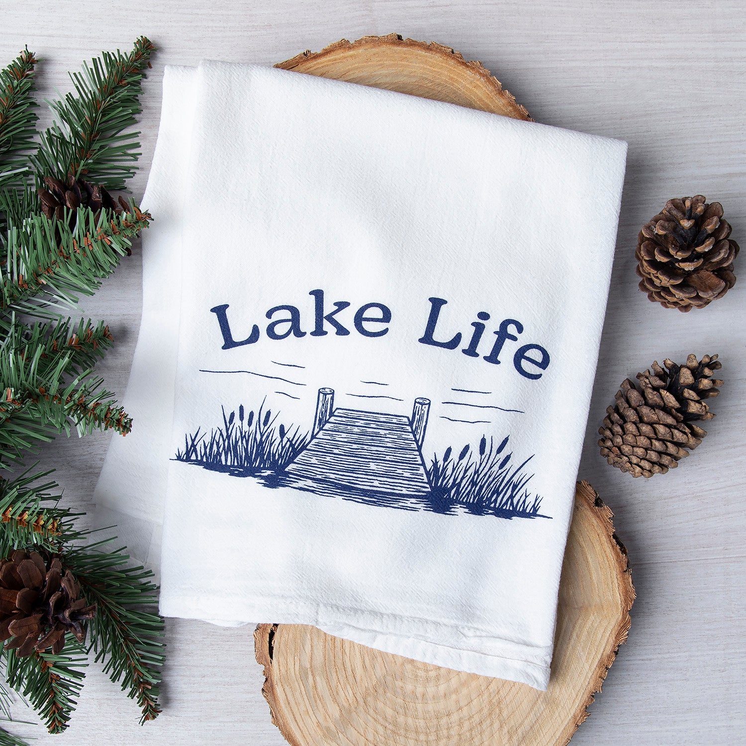 Lake Life Flour Sack Towel - Eco-Friendly, Hand-Drawn - Counter Couture