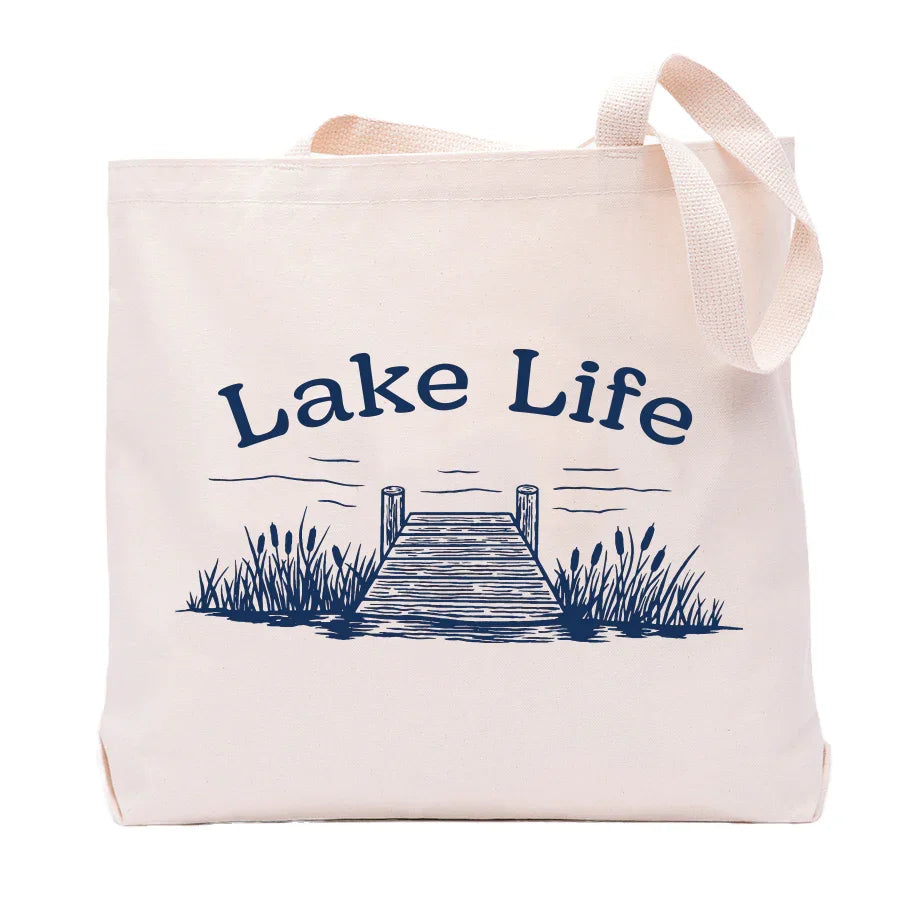 Lake Life Canvas Tote Bag - Eco-Friendly, 100% Cotton, Reusable Grocery & Market Bag - Counter Couture
