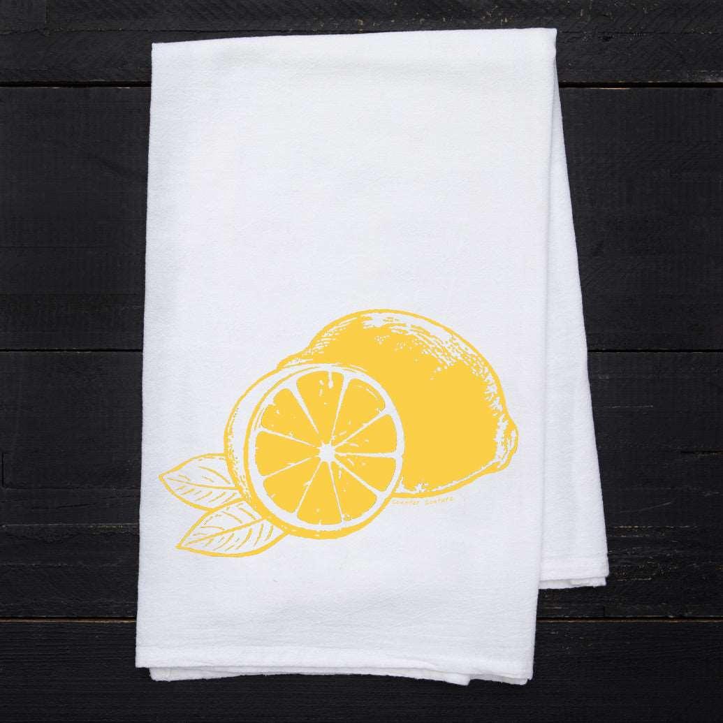 Lemon Flour Sack Towel - Eco-Friendly, Hand-Drawn Design - Counter Couture