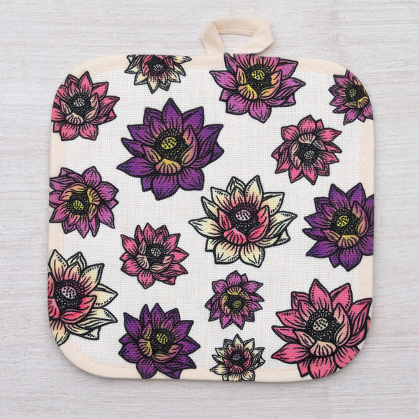 Lotus Oven Mitt + Potholder Set - Heat Resistant Up to 500°F, Perfect for Cooking & Gifts