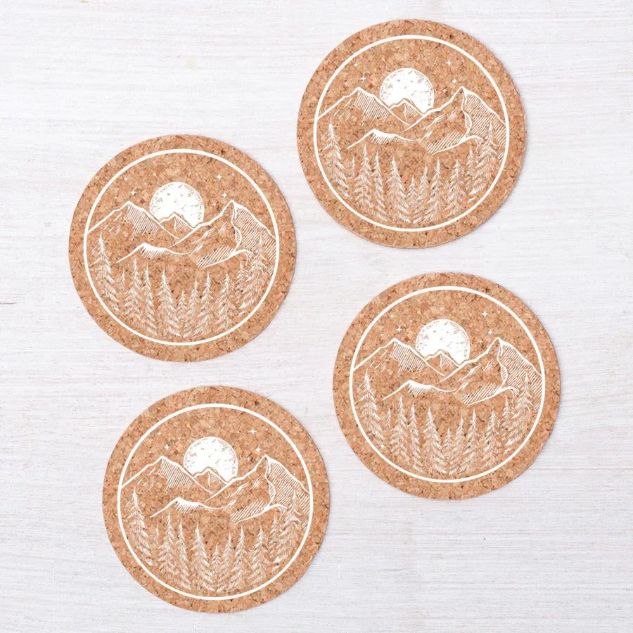 Midnight Mountain Range Cork Coaster - Counter Couture
