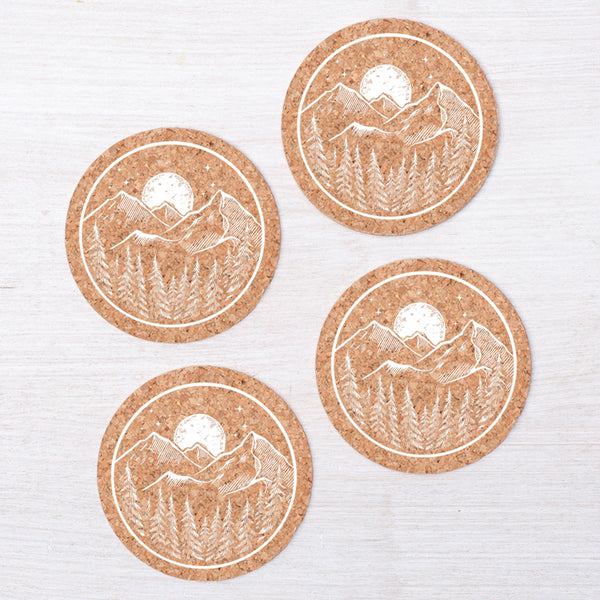 Midnight Mountain Range Cork Coaster