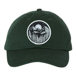 Mountain Scene Patch Classic Dad Hat – Forest Green Bio-Washed Cotton Cap - Counter Couture