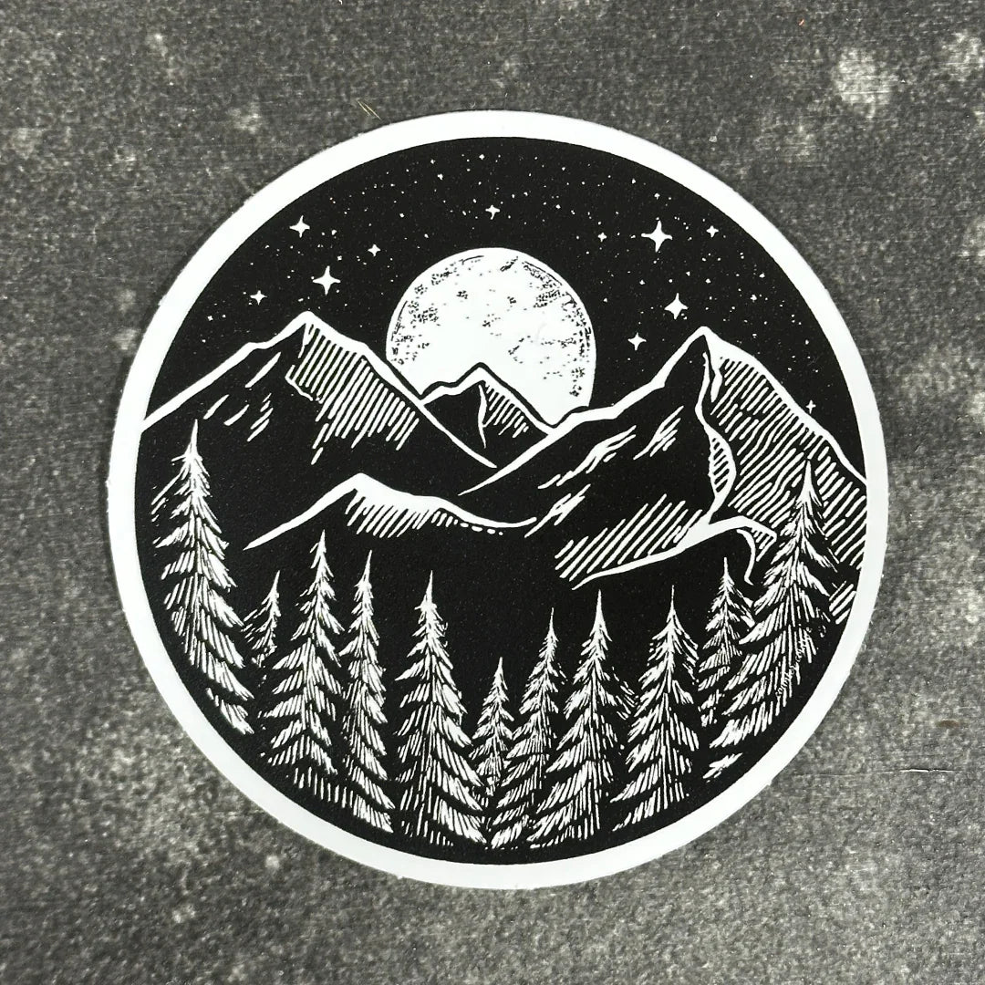 Midnight Mountain Sticker – Waterproof Vinyl Outdoor Decal by Counter Couture - Counter Couture