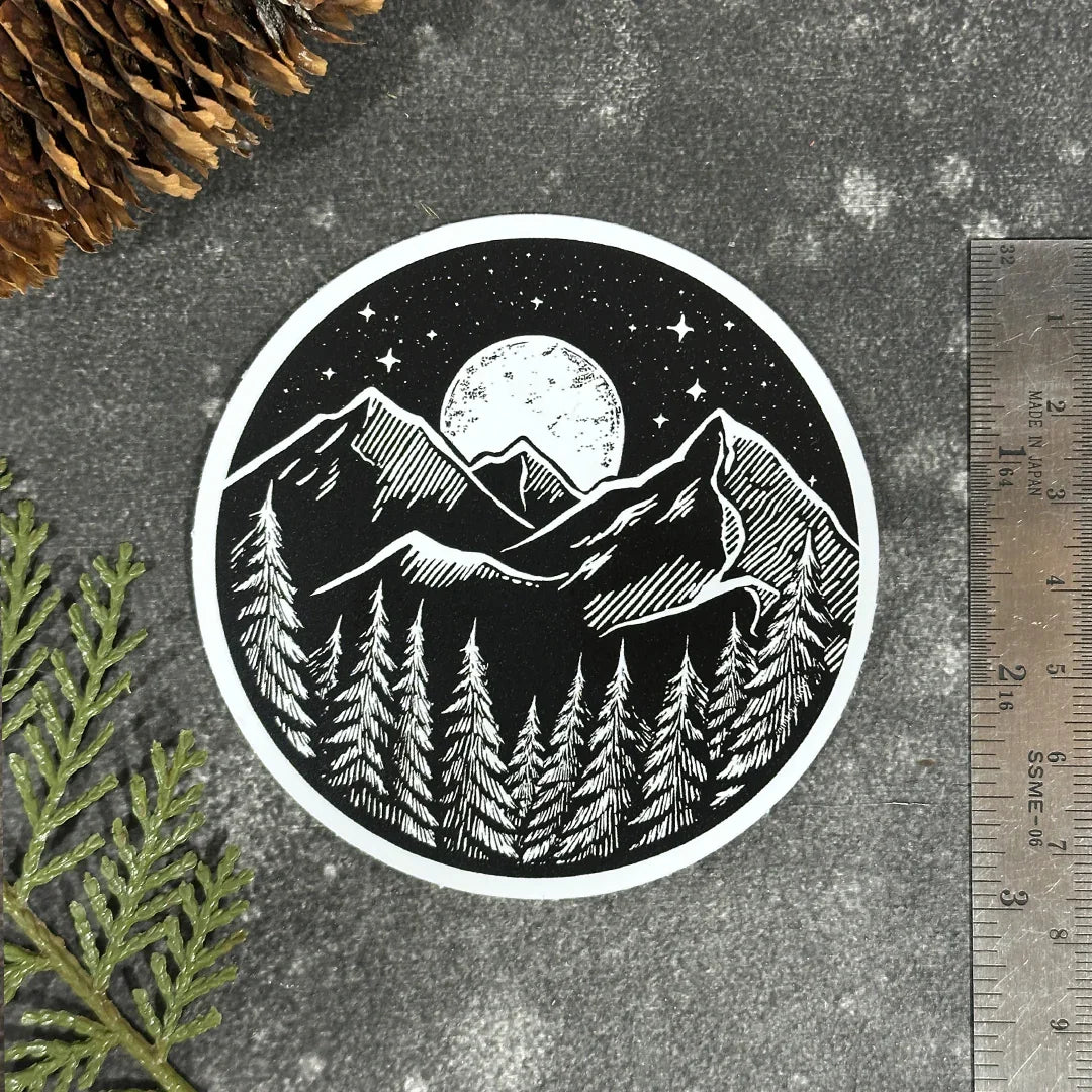Midnight Mountain Sticker – Waterproof Vinyl Outdoor Decal by Counter Couture - Counter Couture