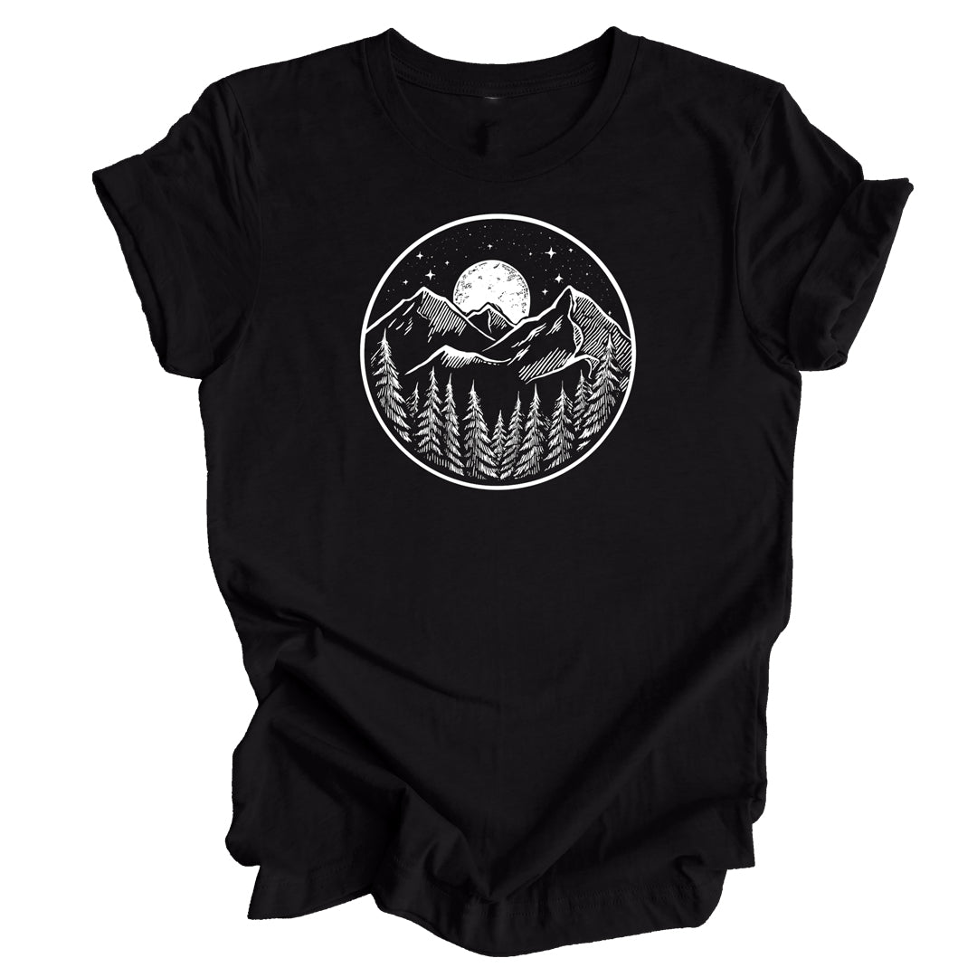 Midnight Mountains Unisex Shirt - Eco-Friendly, Hand-Drawn