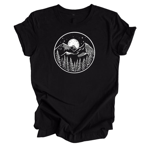 Midnight Mountains Unisex Shirt - Eco-Friendly, Hand-Drawn