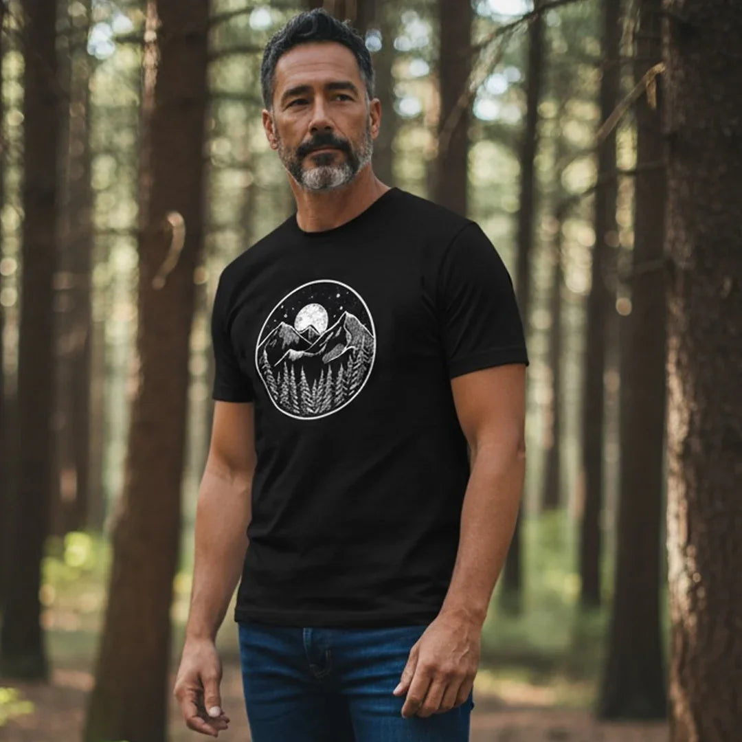 Midnight Mountains Unisex T-Shirt - Eco-Friendly, Hand-Drawn - Counter Couture