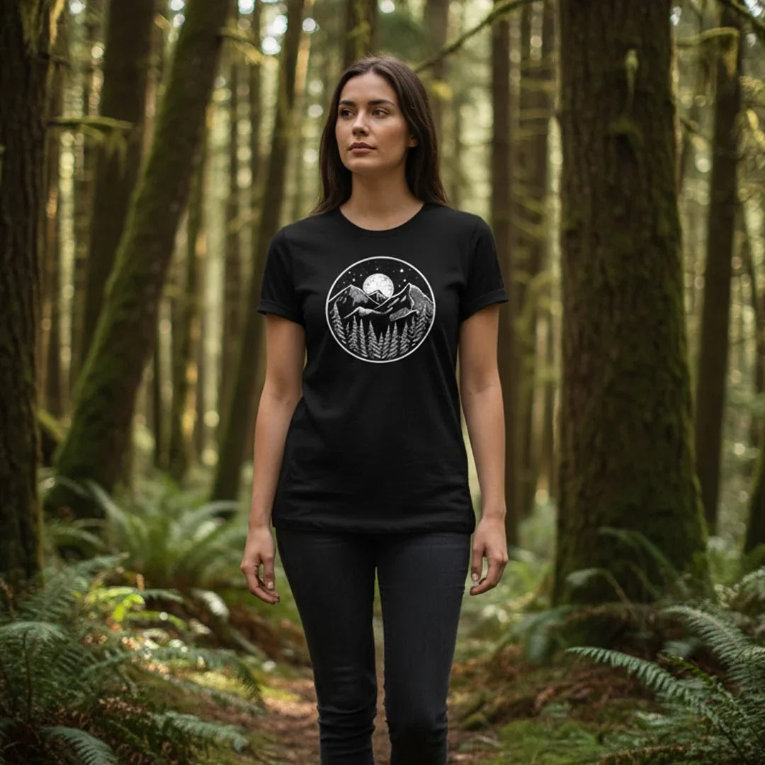 Midnight Mountains Unisex T-Shirt - Eco-Friendly, Hand-Drawn - Counter Couture