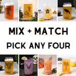Mix And Match 16 oz Beer Can Glass Beer Glasses - Choose 4 Unique Designs With Original Prints - Counter Couture