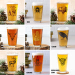 Mix and match pint glasses with animal, cactus, and gnome illustrations, displayed in a grid.